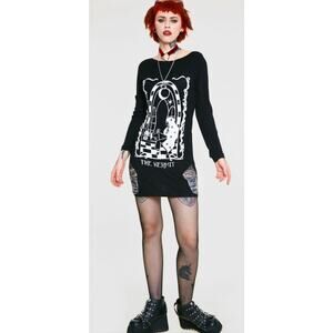 Jawbreaker On My Own Ripped Sweater Hermit Dress Womens Small Size 4 New Black